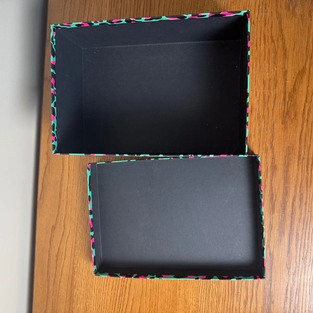 Neon Leopard Print Storage‎ Box Teal Pink Animal Print Y2K Desk Organizer Label